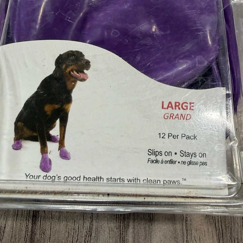 PawZ Rubber Dog Boots Large Waterproof Disposable‎ Reusable 12 Pack Purple